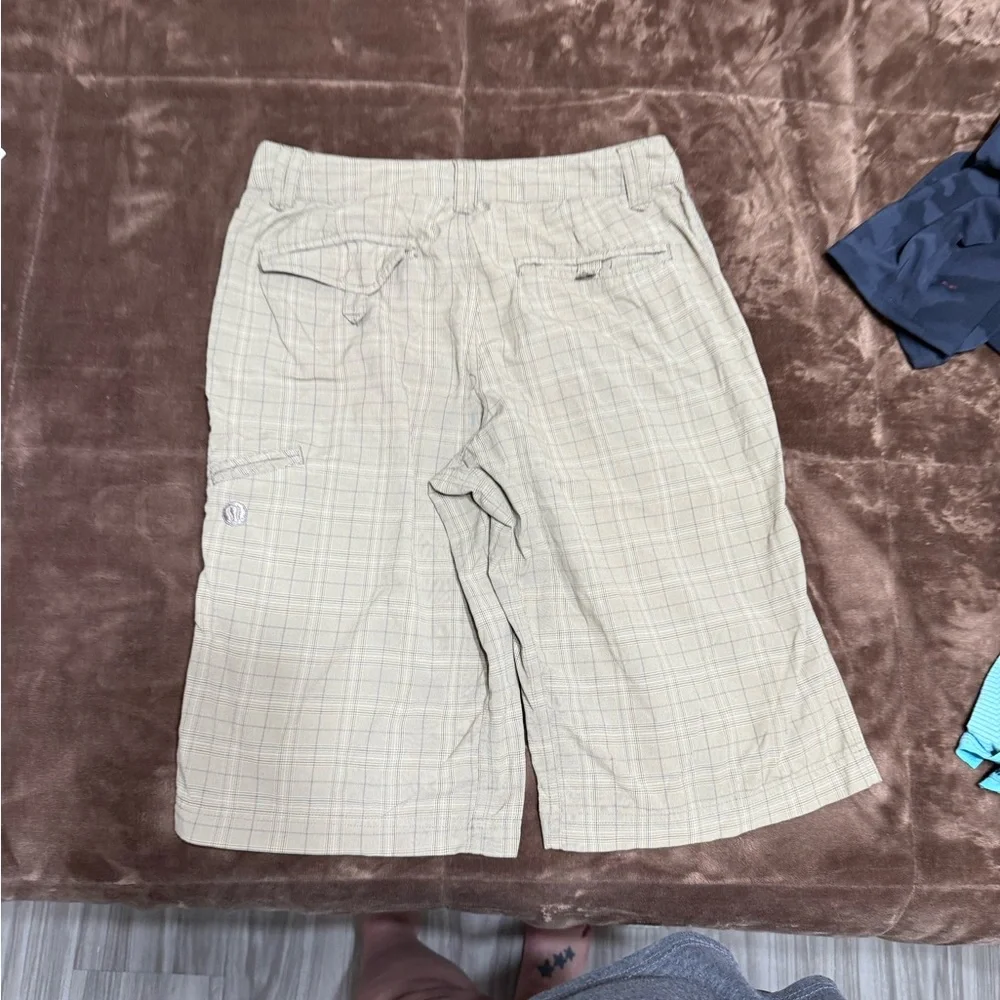 lululemon athletica Beige Flat Front Men Shorts
